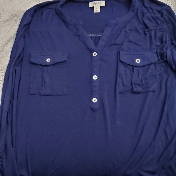 Navy blue Style & Co blouse shirt top - Picture 2 of 5